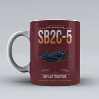Thumbnail for SB2C-5 Helldiver design on dark red ceramic mug, double-side print