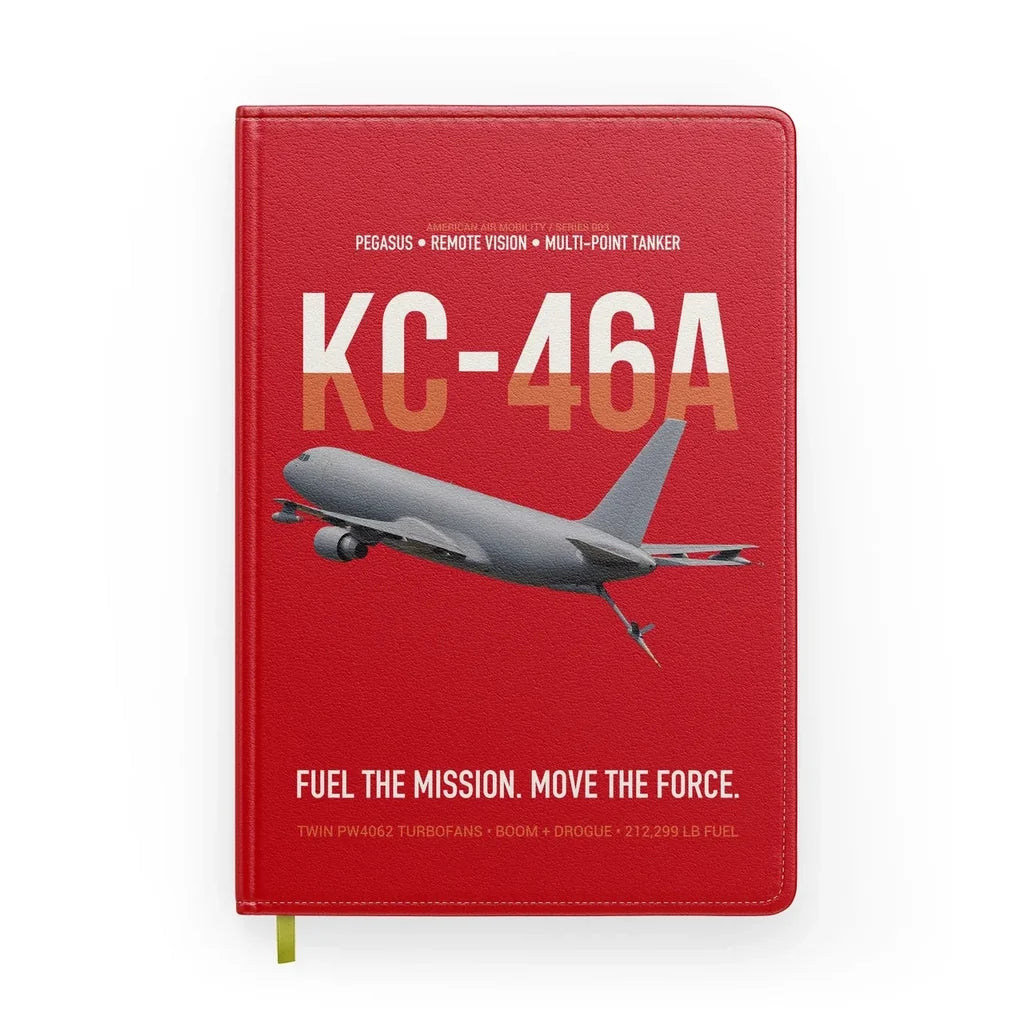 KC-46A PEGASUS design on red notebook