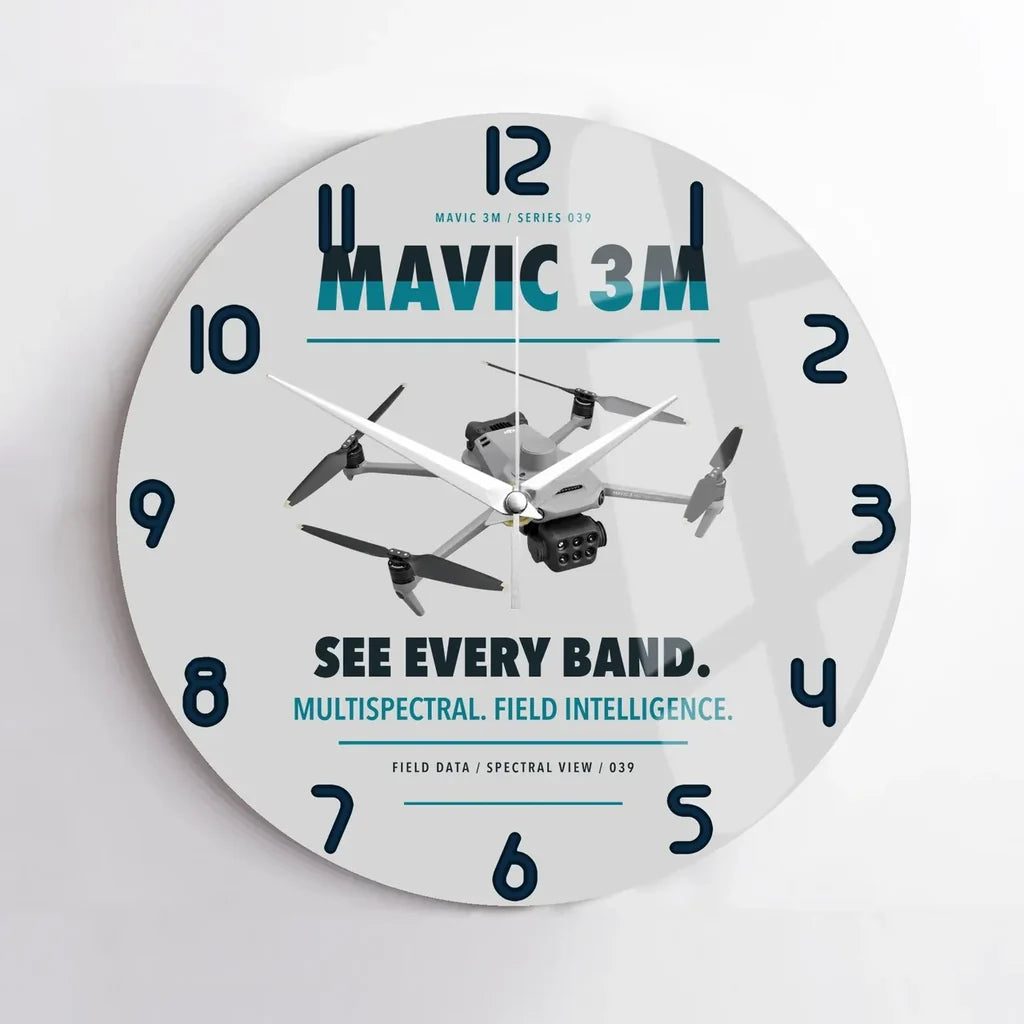 DJI Mavic 3 Multispectral design on light gray no frame wall clock