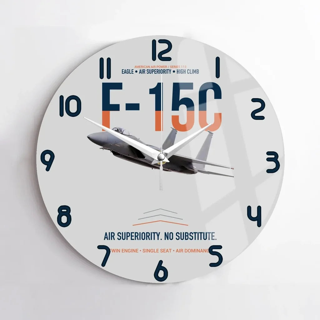 F-15C Eagle Air Superiority No Substitute design on light gray no frame wall clock
