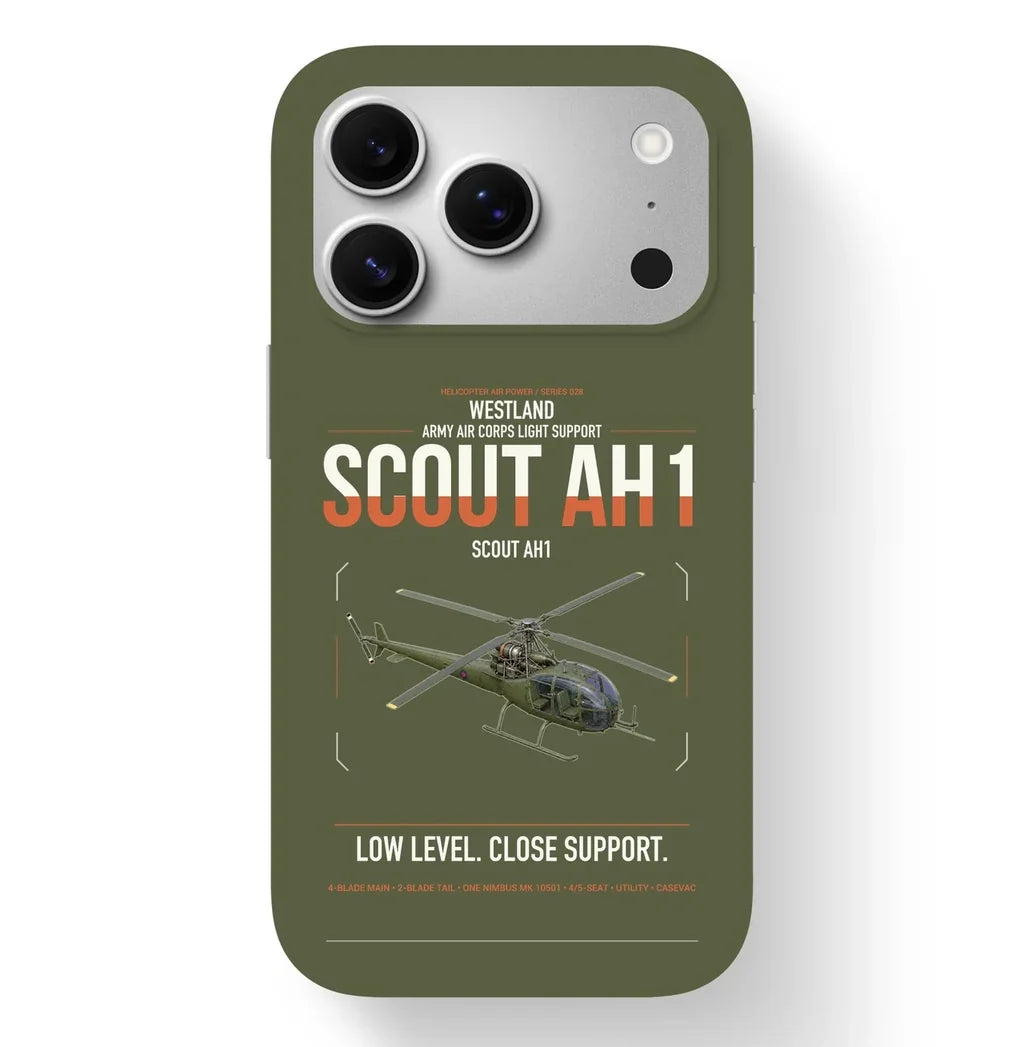 Westland Scout AH1 design on green army magsafe iphone case, for iPhone 17 Pro