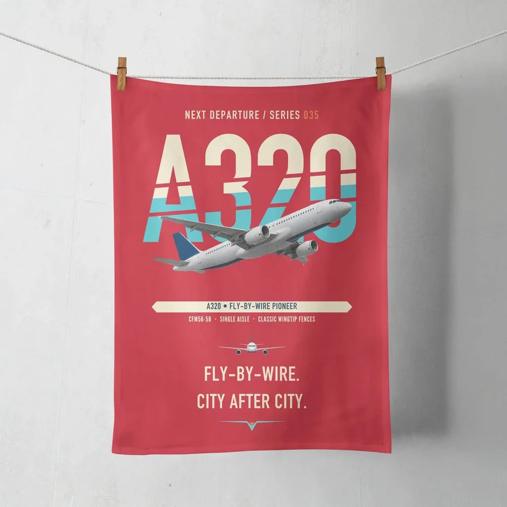 Airbus A320 design on red towel