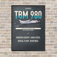 Thumbnail for Daher TBM 980 vertical canvas print - framed - gray background