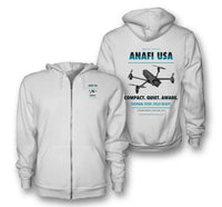 Thumbnail for Parrot ANAFI USA design on white zipped hoodie