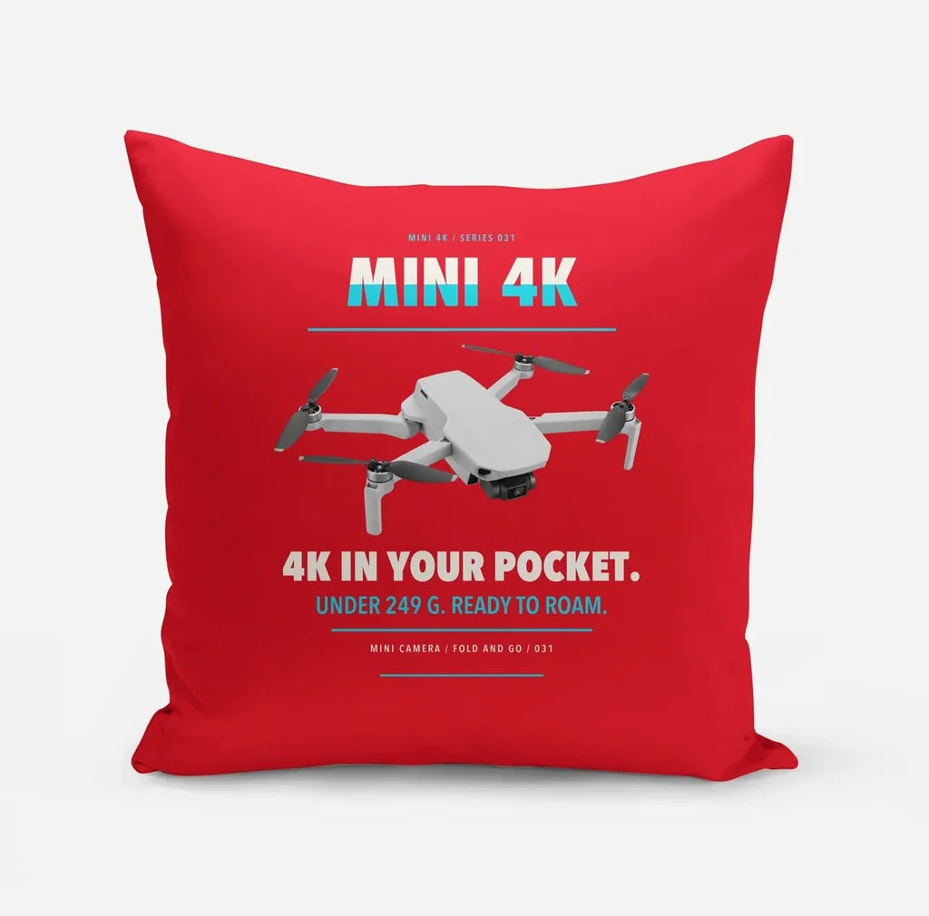 DJI Mini 4K design on red pillow