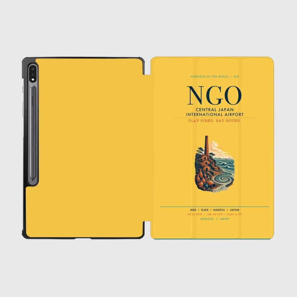 Central Japan International Airport (NGO) design on yellow samsung tablet tablet case