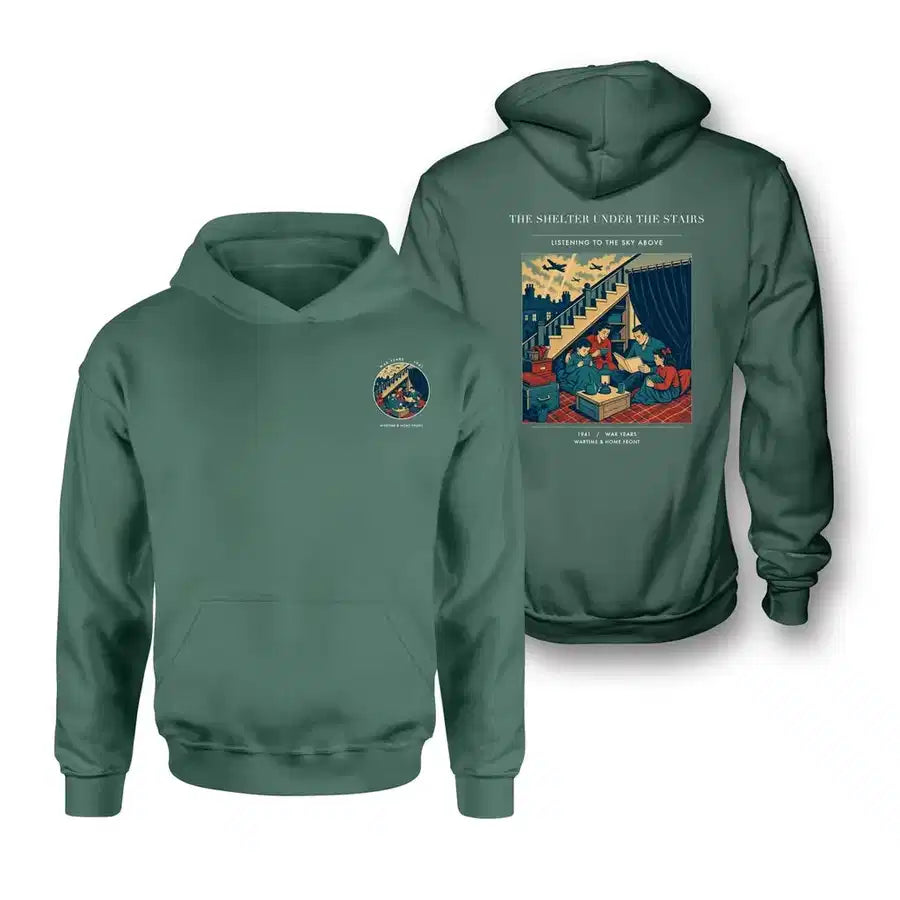 VINTAGE G4533 - The Shelter Under The Stairs - Double-Side Hoodie design on green double side
