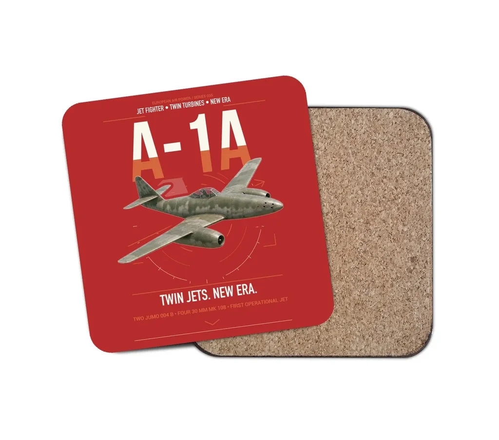 Messerschmitt Me 262A-1a design on red 1 piece coaster