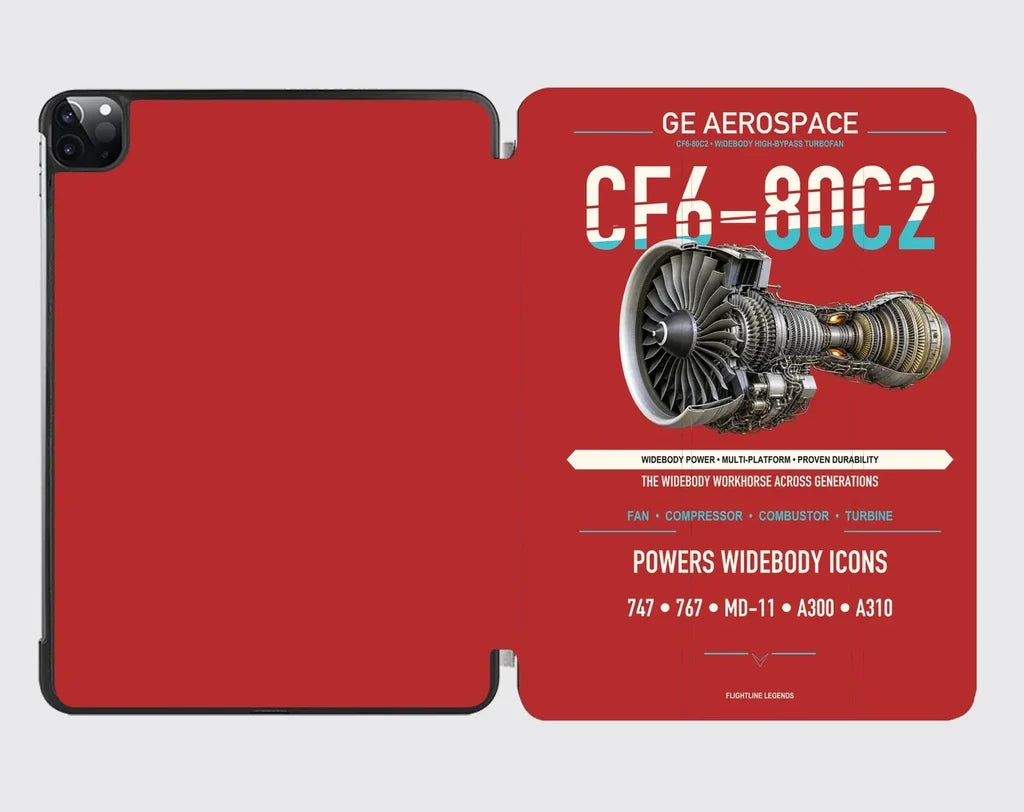 CF6-80C2 design on red ipad tablet case