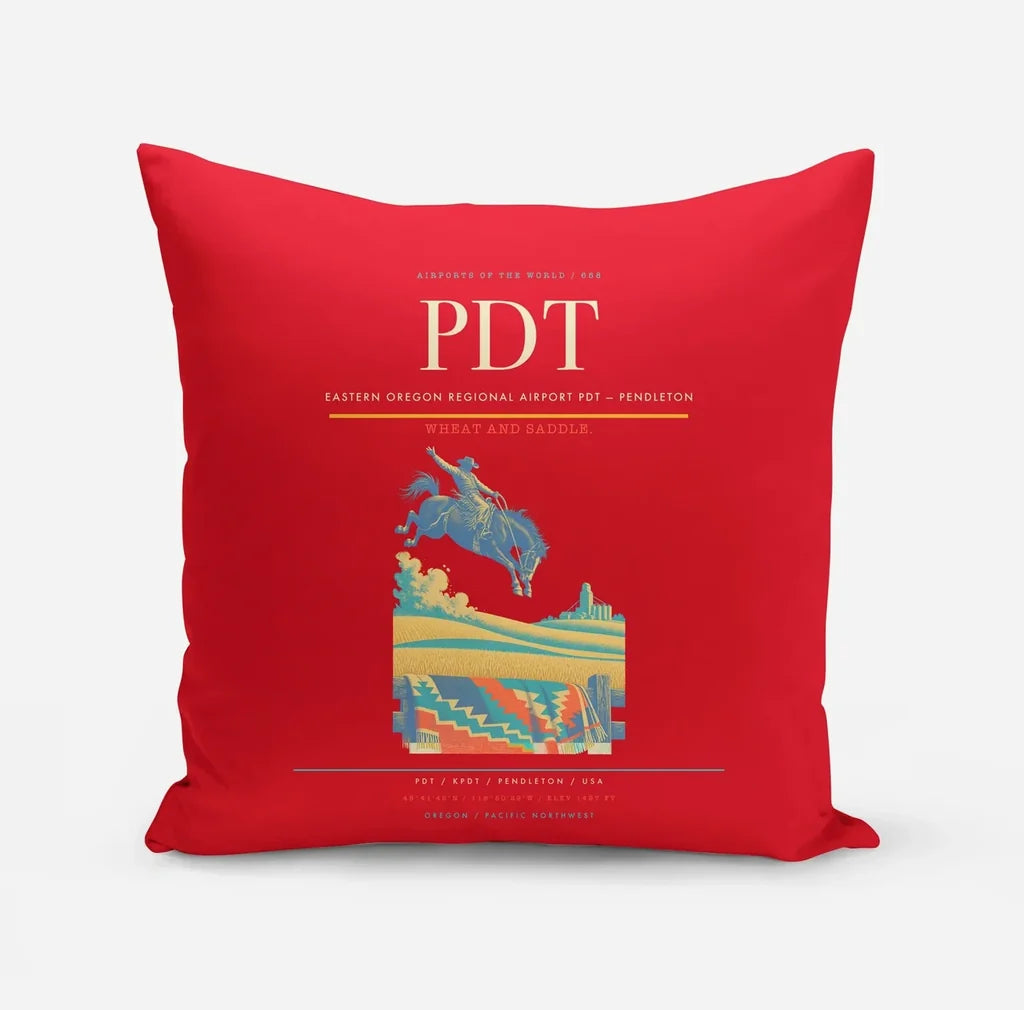 Eastern Oregon Regional Airport (PDT) design on red pillow