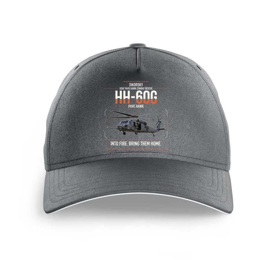 Sikorsky HH-60G Pave Hawk design on gray printed hat