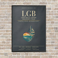 Thumbnail for Long Beach Airport (Daugherty Field) LGB vertical canvas print - framed - gray background