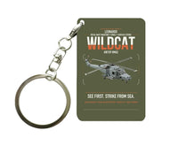 Thumbnail for Leonardo AW159 Wildcat HMA2 design on green army designed key chain, double-side print