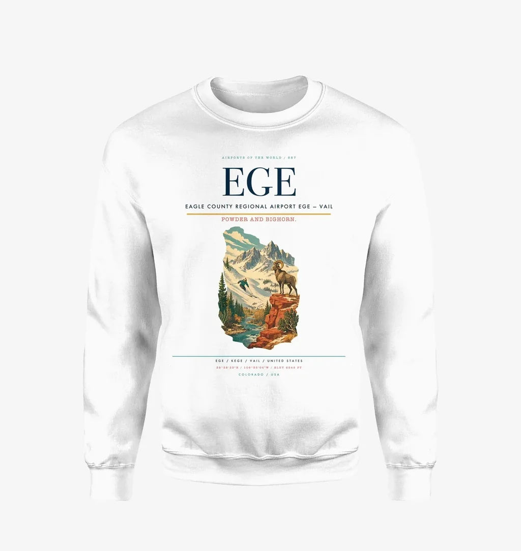 Eagle County Regional Airport (EGE) design on white sweatshirt