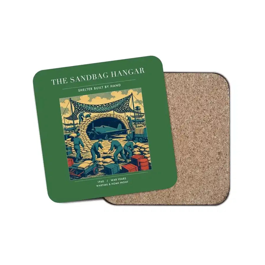 The Sandbag Hangar - Designed Coasters design on green 1-piece