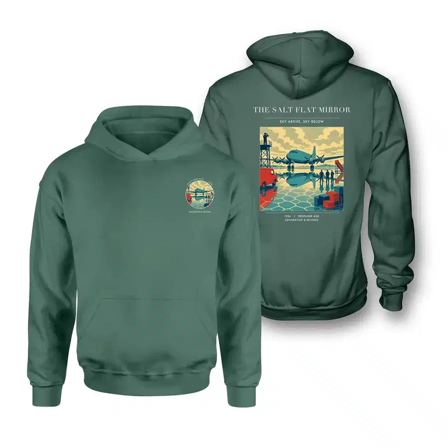 VINTAGE G4333 - The Salt Flat Mirror - Double-Side Hoodie design on green double side