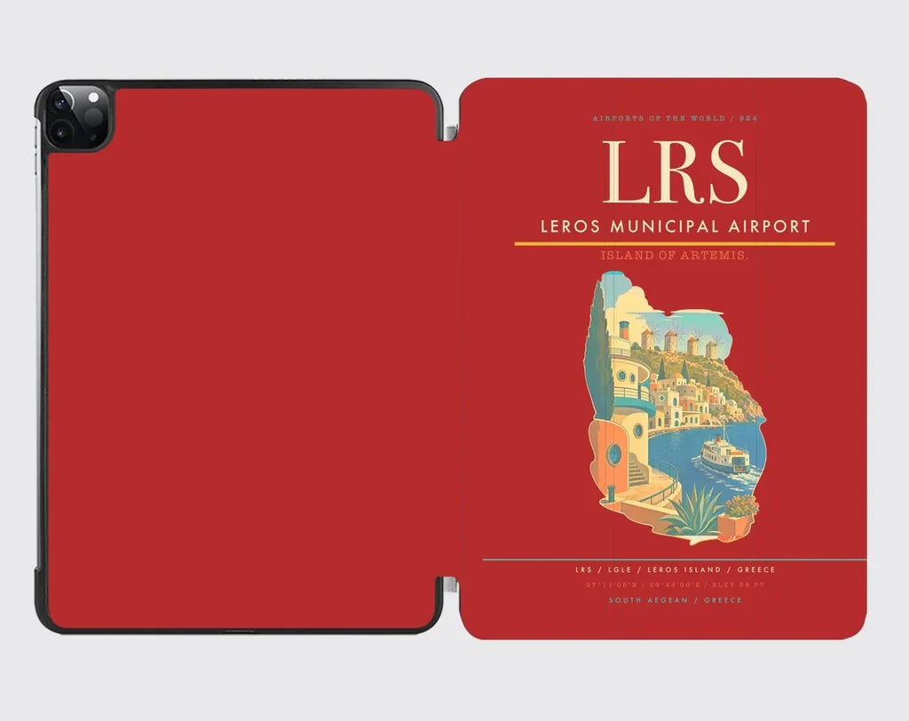 Leros Municipal Airport (LRS) design on red ipad tablet case