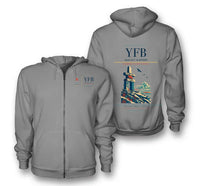 Thumbnail for Iqaluit Airport (YFB) design on gray premium zipped hoodie