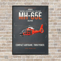 Thumbnail for Airbus MH-65E Dolphin vertical canvas print - framed - gray background