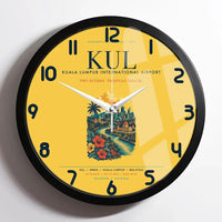 Thumbnail for Kuala Lumpur International Airport (KUL) design on yellow framed wall clock