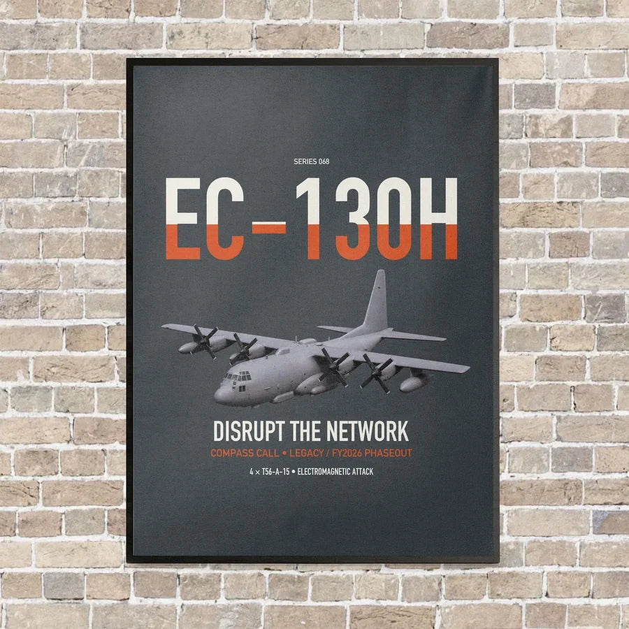 EC-130H Compass Call vertical canvas print - framed - gray background