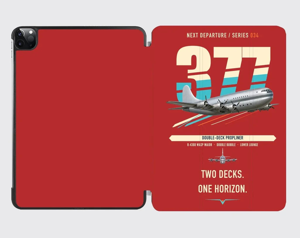Boeing 377 Stratocruiser design on red ipad tablet case