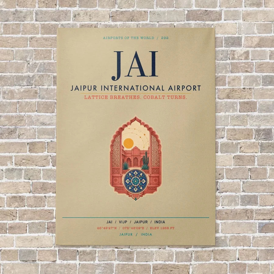 Jaipur International Airport JAI vertical canvas print - no frame - beige background