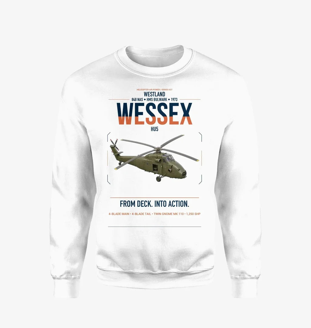 Westland Wessex HU5 design on white sweatshirt