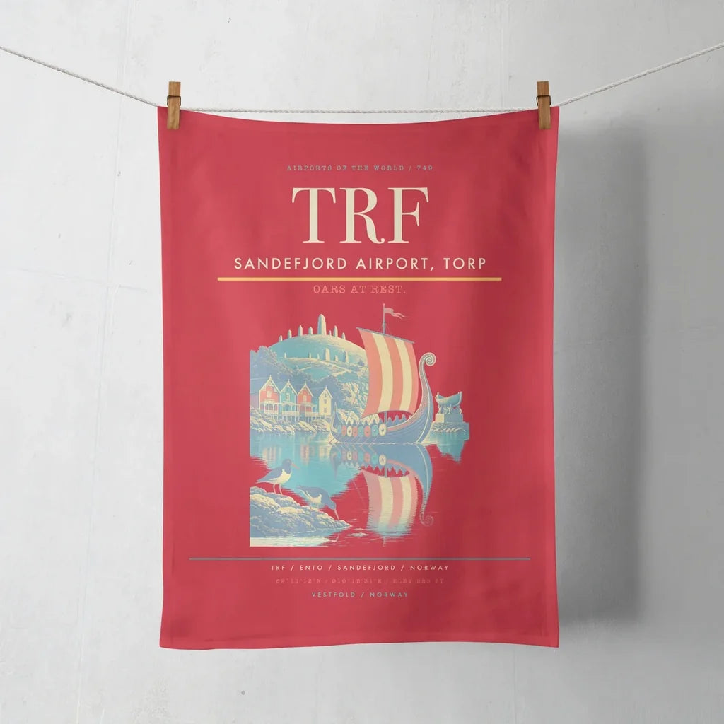 Sandefjord Airport, Torp (TRF) design on red towel