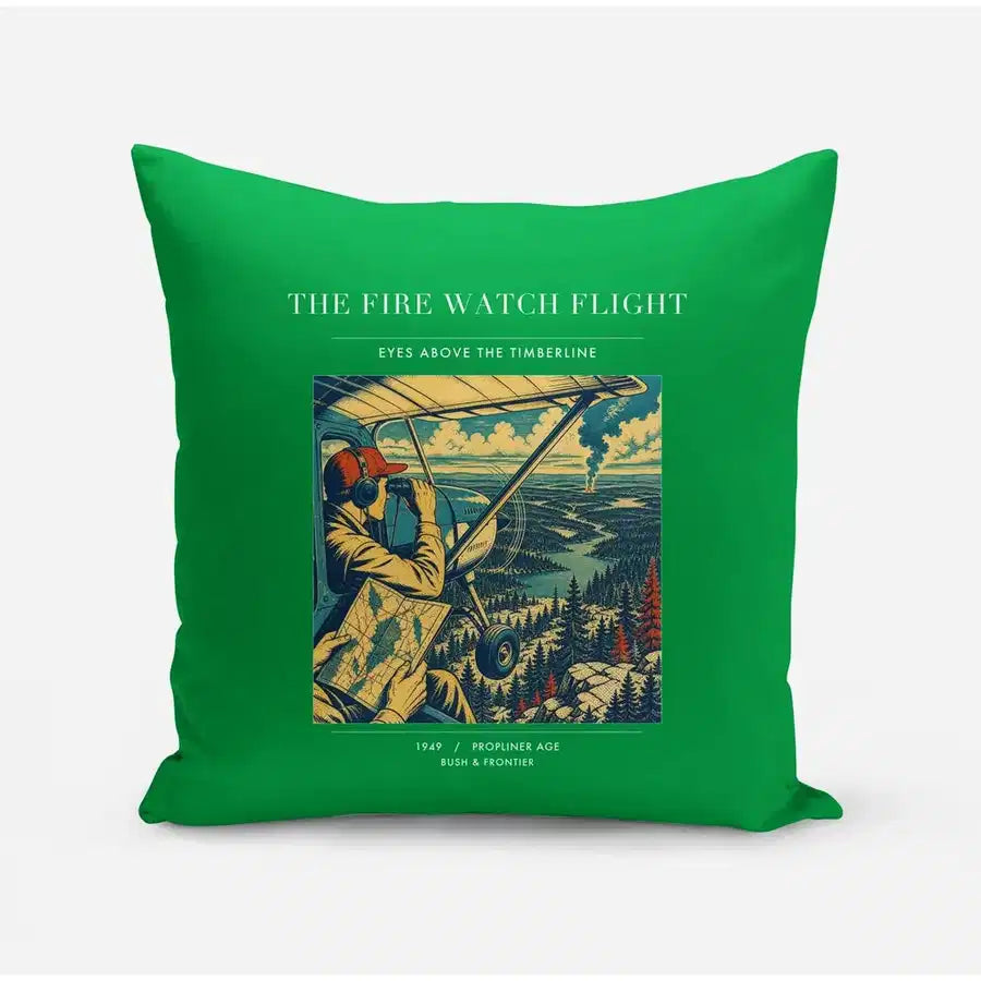 VINTAGE G4194 - The Fire Watch Flight - Designed Pillows design on green