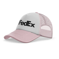 Thumbnail for FedEx aviation design printed on light pink trucker cap