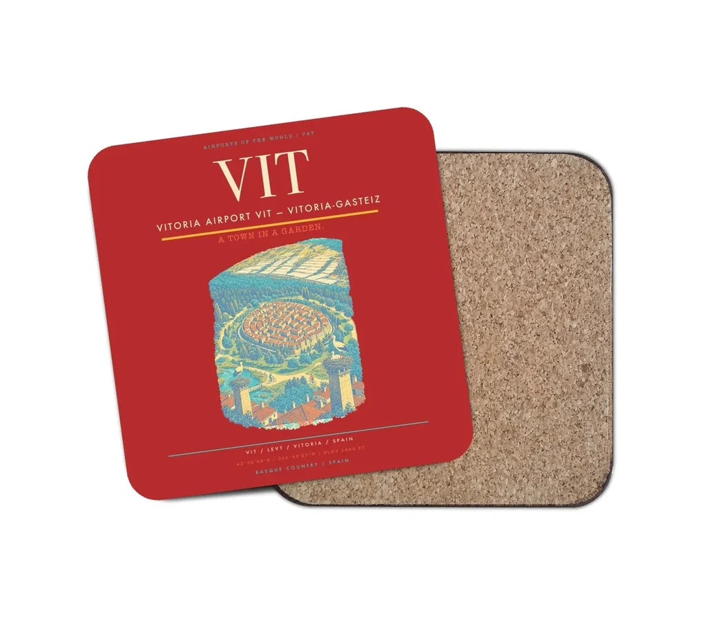 Vitoria Airport (VIT) design on red 1 piece coaster