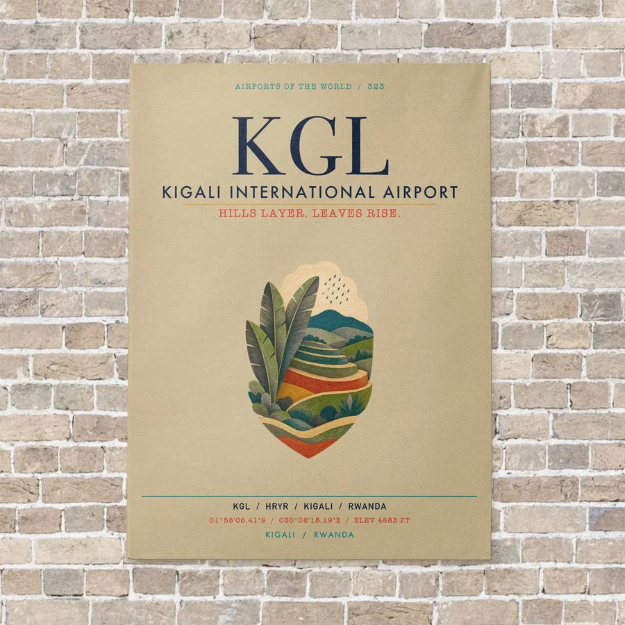 Kigali International Airport KGL vertical canvas print - no frame - beige background