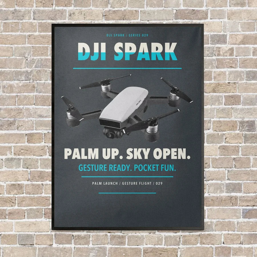 DJI Spark vertical canvas print - framed - gray background