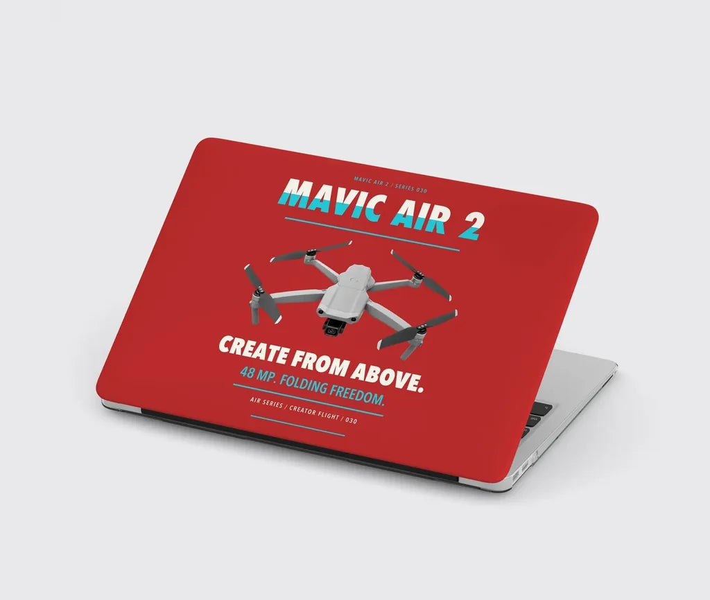 DJI Mavic Air 2 design on red MacBook case