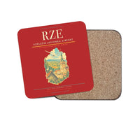 Thumbnail for Rzeszów-Jasionka Airport (RZE) design on red 1 piece coaster