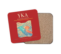 Thumbnail for Kamloops Airport (YKA) design on red 1 piece coaster