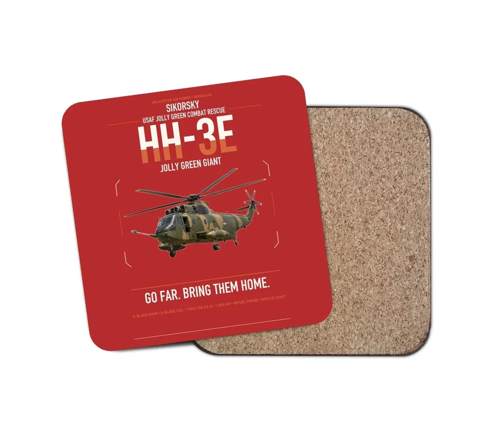 Sikorsky HH-3E Jolly Green Giant design on red 1 piece coaster