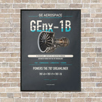 Thumbnail for GEnx-1B vertical canvas print - framed - gray background