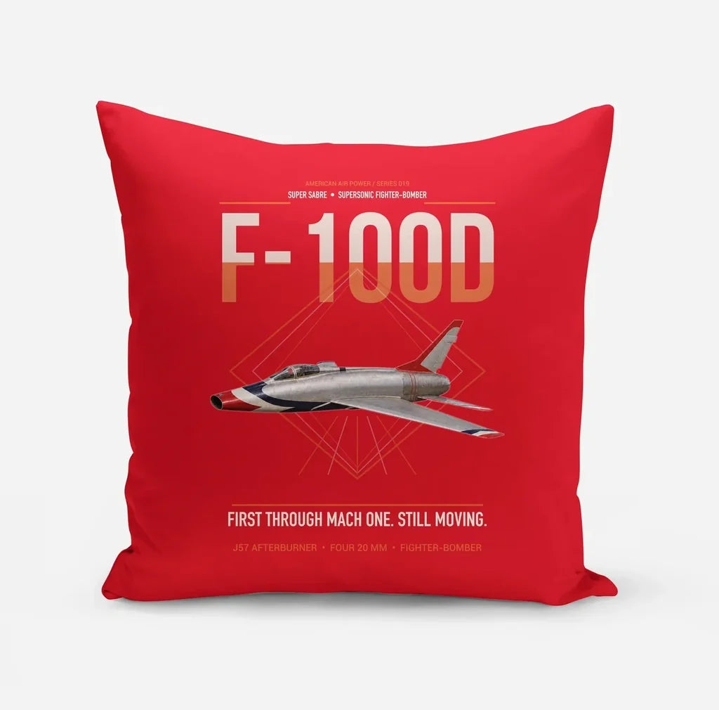 F-100D Super Sabre design on red pillow
