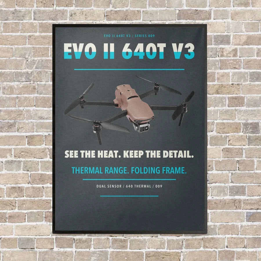 Autel EVO II Dual 640T V3 vertical canvas print - framed - gray background