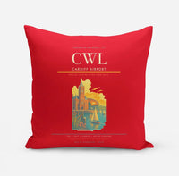 Thumbnail for Cardiff Airport (CWL) design on red pillow