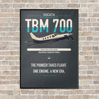 Thumbnail for Socata TBM 700 vertical canvas print - framed - gray background