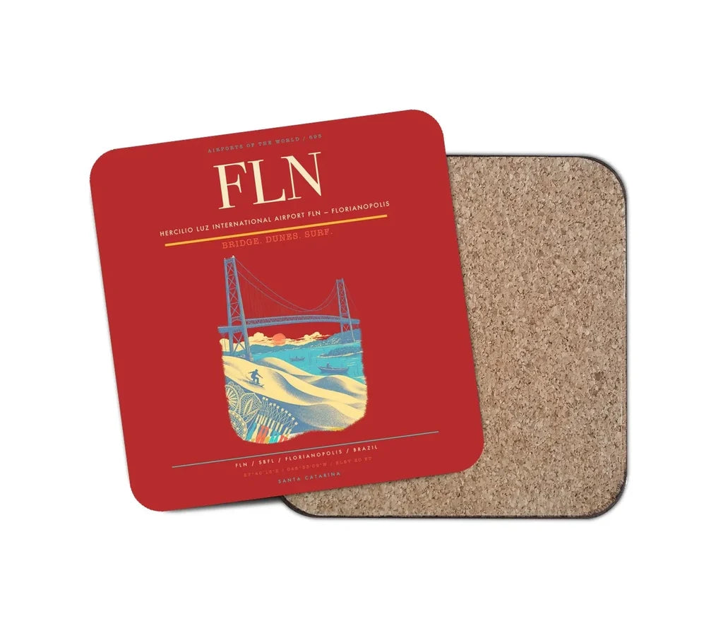 Hercilio Luz International Airport (FLN) design on red 1 piece coaster