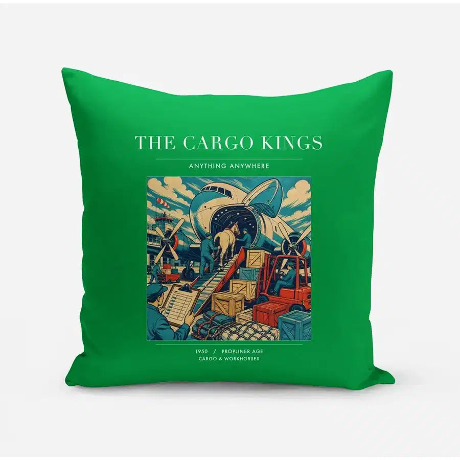 VINTAGE G4085 - The Cargo Kings - Designed Pillows design on green