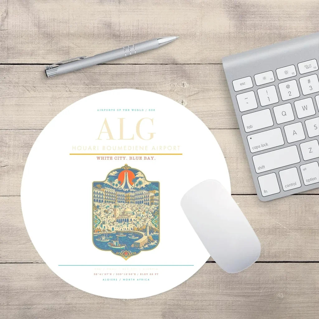 Houari Boumediene Airport ALG Mouse-Pad Round - White