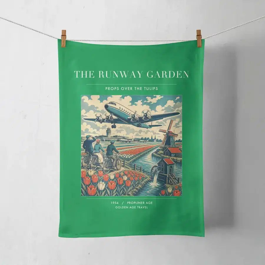 VINTAGE G4089 - The Runway Garden - Designed Towels design on green