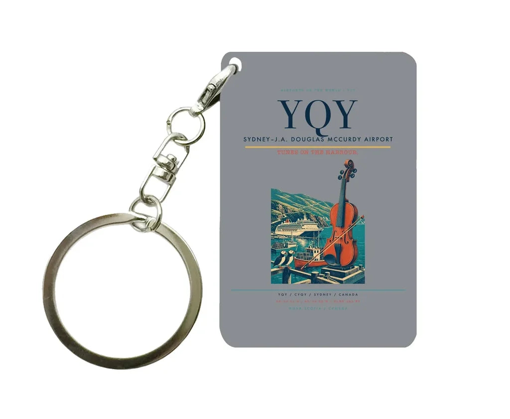 Sydney–J.A. Douglas McCurdy Airport (YQY) design on gray key chain