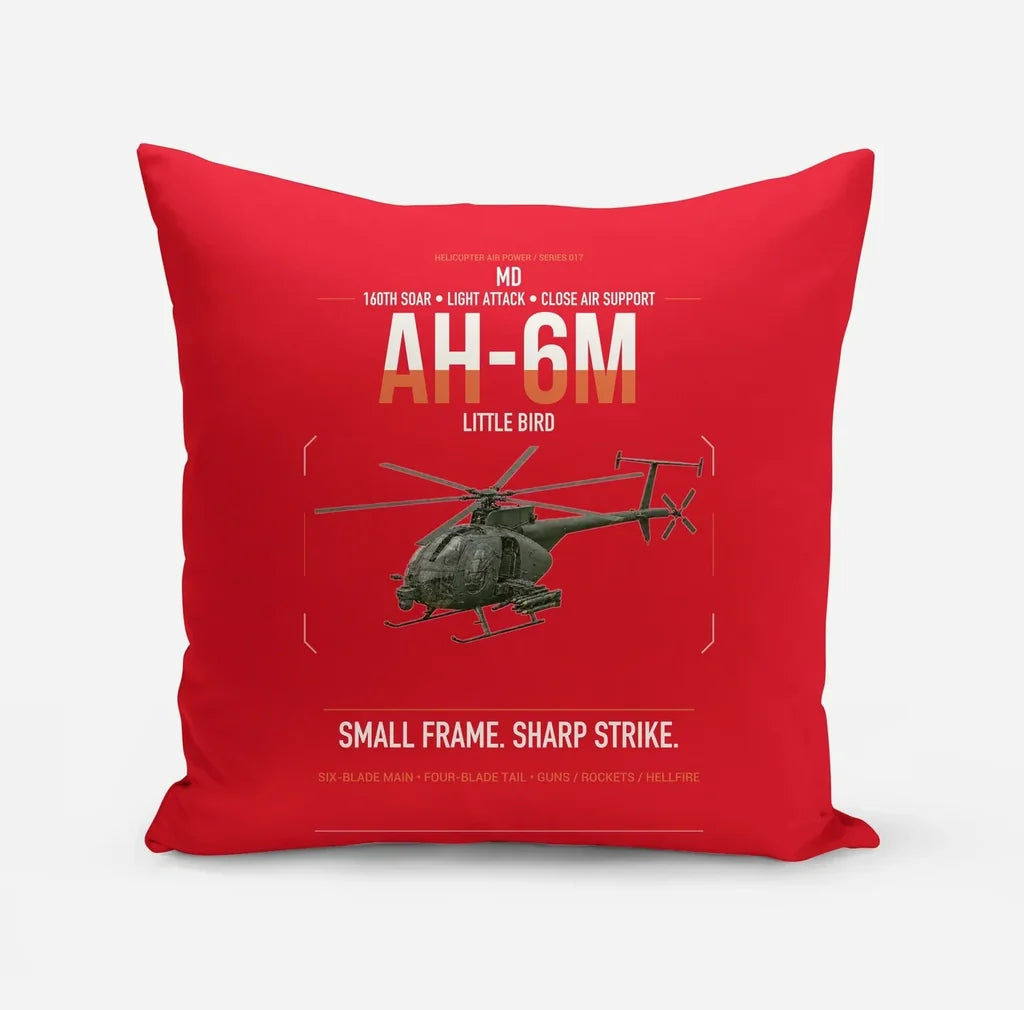 MD AH-6M Little Bird design on red pillow