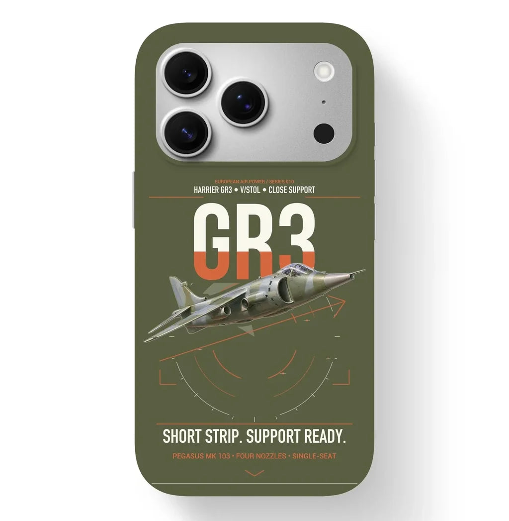 Hawker Siddeley Harrier GR3 design on green army magsafe iphone case, for iPhone 17 Pro